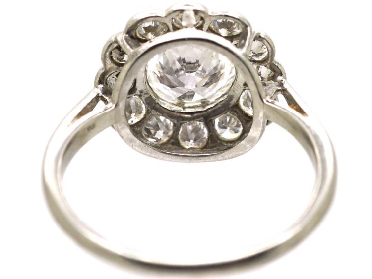 Art Deco Platinum Daisy Cluster Ring set with Diamonds