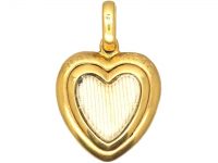 Victorian 18ct Gold Heart Shaped Green Enamel Pendant set with a Diamond