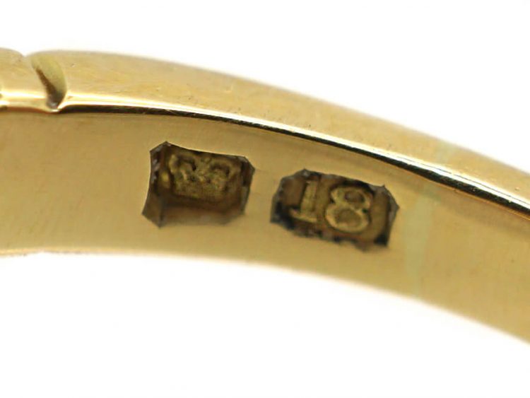 Edwardian 18ct Gold Ring set with a Rectangular Cut Emerald & Diamonds