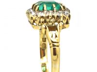 Edwardian 18ct Gold Ring set with a Rectangular Cut Emerald & Diamonds