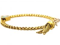 Victorian 9ct Gold Albertina Bracelet with Enamel Bird Motif