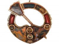 Scottish 19th Century Brooch set with Bloodstone, Agate & Jasper