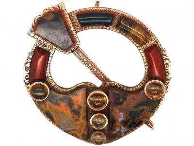 Scottish 19th Century Brooch set with Bloodstone, Agate & Jasper