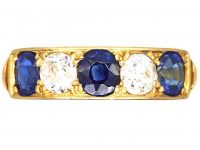 Victorian 18ct Gold Five Stone Ring set with Sapphires & Diamonds
