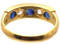 Victorian 18ct Gold Five Stone Ring set with Sapphires & Diamonds