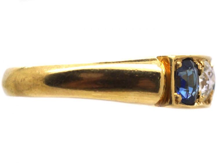 Victorian 18ct Gold Five Stone Ring set with Sapphires & Diamonds