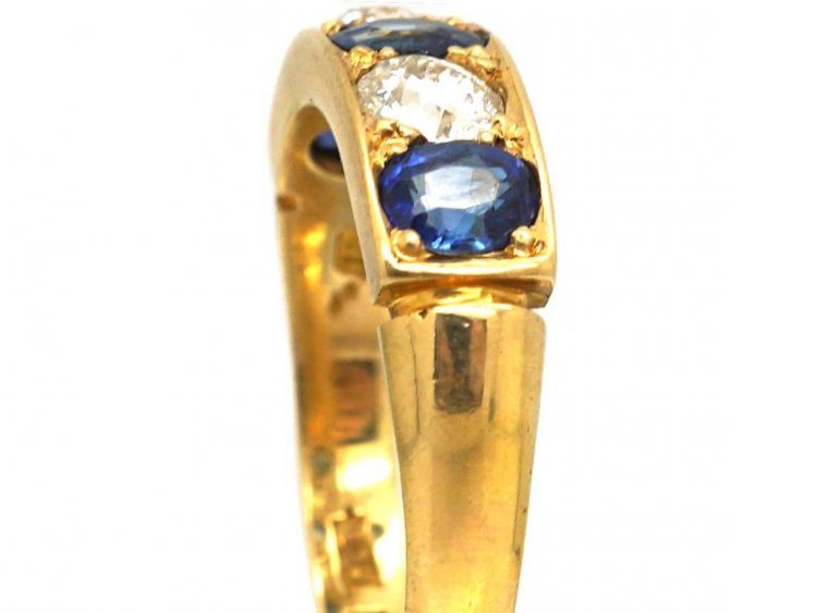 Victorian 18ct Gold Five Stone Ring set with Sapphires & Diamonds