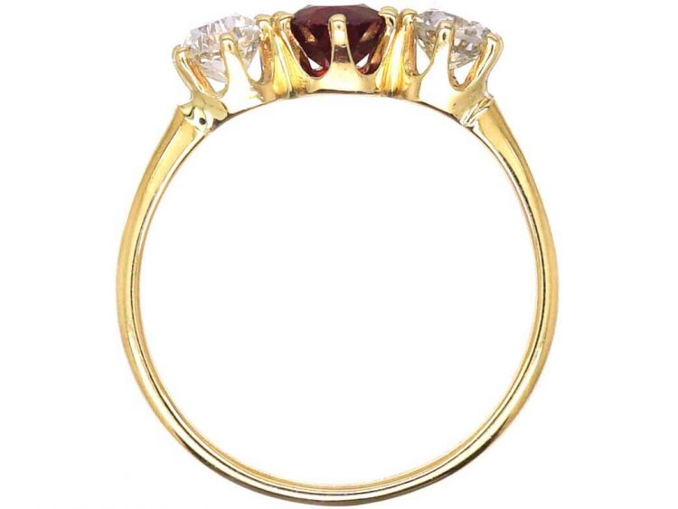 Early 20th Century 18ct Gold, Ruby & Diamond Three Stone Ring