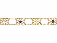 Edwardian 15ct Gold Bracelet set with Sapphires & Natural Pearls
