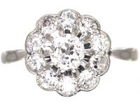 Edwardian Platinum & Diamond Daisy Cluster Ring