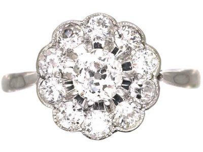 Edwardian Platinum & Diamond Daisy Cluster Ring