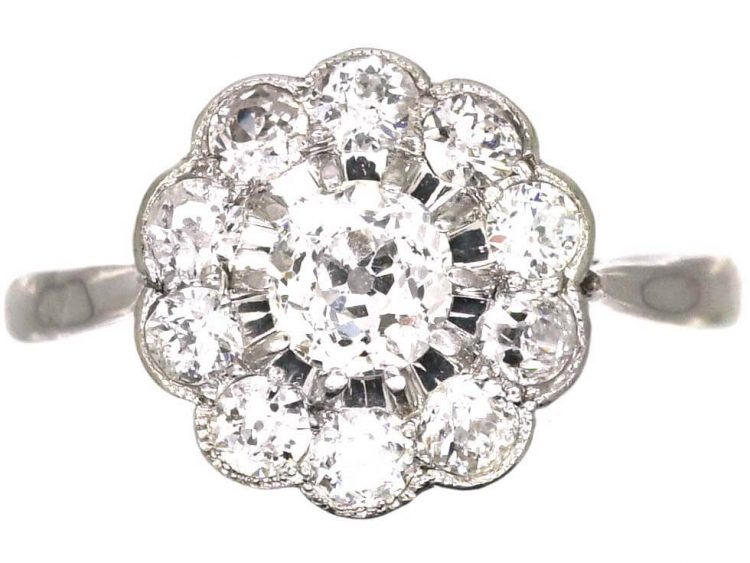 Edwardian Platinum & Diamond Daisy Cluster Ring