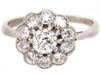 Edwardian Platinum & Diamond Daisy Cluster Ring
