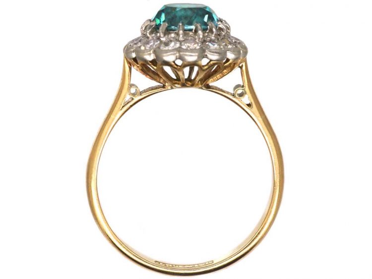 Mid 20th Century 18ct Gold & Platinum, Zircon & Diamond Cluster Ring