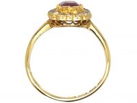 Victorian 18ct Gold, Ruby & Diamond Oval Cluster Ring
