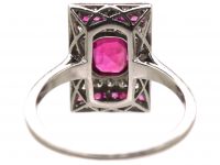 Art Deco Platinum, Ruby & Diamond Rectangular Ring