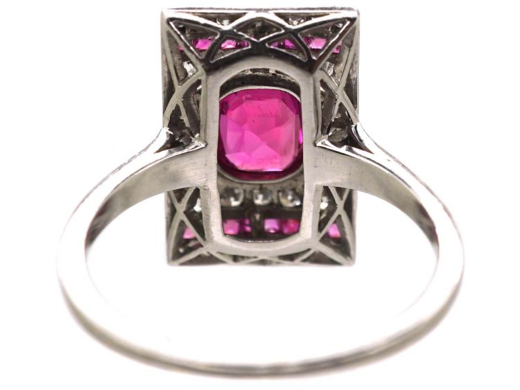 Art Deco Platinum, Ruby & Diamond Rectangular Ring