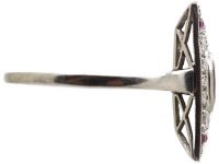 Art Deco Platinum, Ruby & Diamond Rectangular Ring