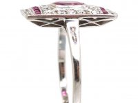 Art Deco Platinum, Ruby & Diamond Rectangular Ring