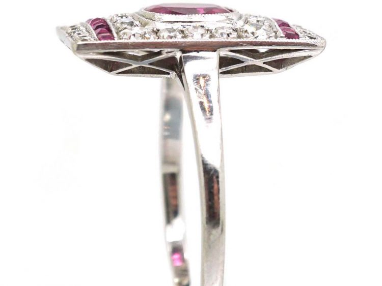 Art Deco Platinum, Ruby & Diamond Rectangular Ring