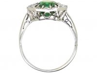 Art Deco Platinum Green Tourmaline & Diamond Octagonal Shaped Ring