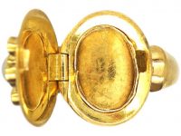 Edwardian 18ct Gold Opening Ring set with a Natural Pearl & Emeralds