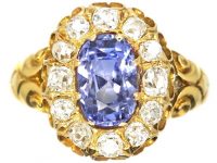 Victorian 18ct Gold Cluster Ring set with a Sapphire & Diamonds