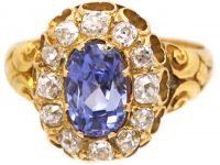 Victorian 18ct Gold Cluster Ring set with a Sapphire & Diamonds