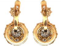 Edwardian 18ct Gold, Diamond Cluster Earrings with a Diamond Above