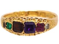 Victorian 15ct Gold Ring with Gemstones that Spell Regard