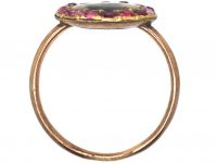 Georgian Gold Ring set with a Dendridic Agate Surrounded by Rubies