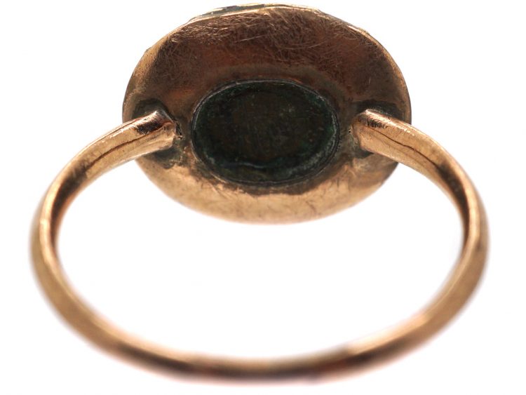 Georgian Gold Ring set with a Dendridic Agate Surrounded by Rubies