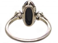 Art Deco 18ct White Gold & Platinum, Black Opal & Diamond Ring