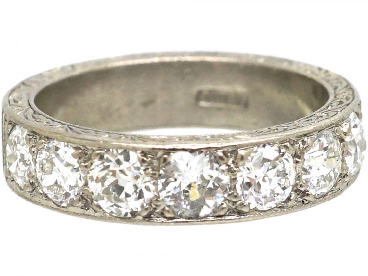 Art Deco 18ct White Gold Half Eternity Ring set with Diamonds