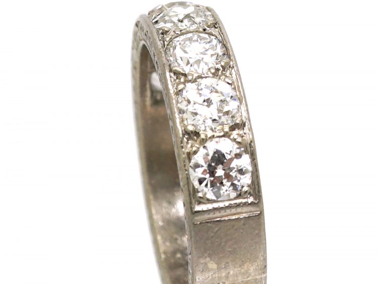 Art Deco 18ct White Gold Half Eternity Ring set with Diamonds