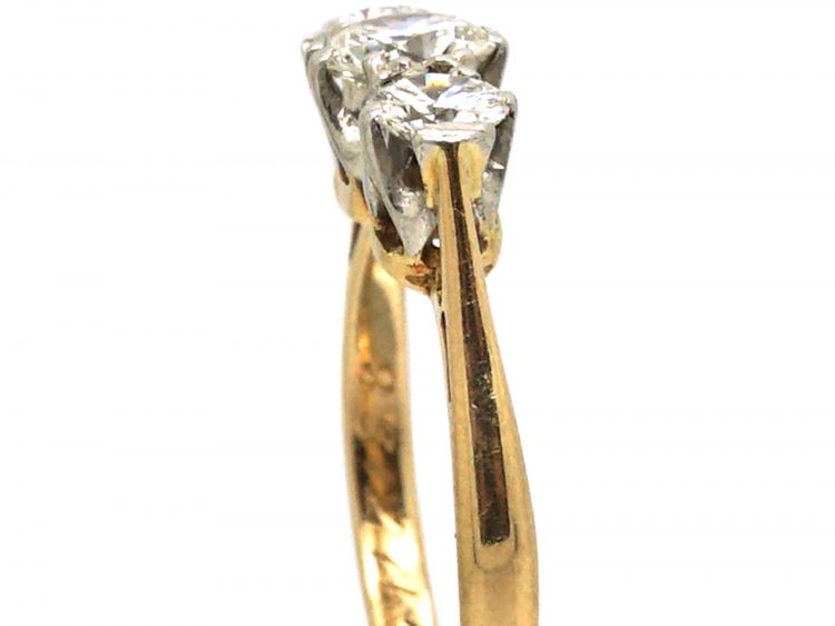 Mid-Century 18ct Gold & Platinum, Three Stone Diamond Ring