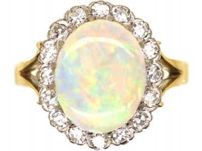 18ct Gold, Opal & Diamond Ring
