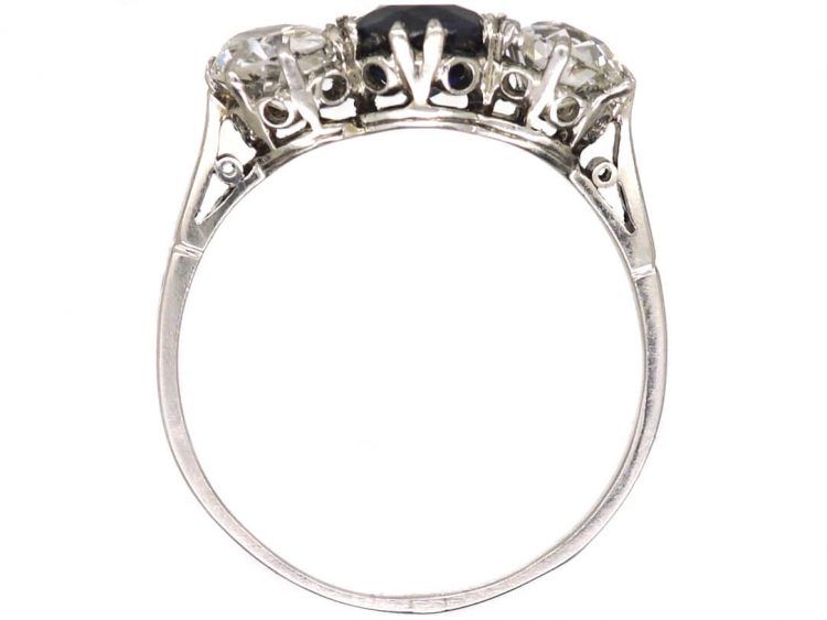 Edwardian Platinum, Sapphire & Diamond Three Stone Ring