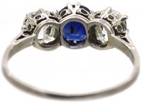 Edwardian Platinum, Sapphire & Diamond Three Stone Ring