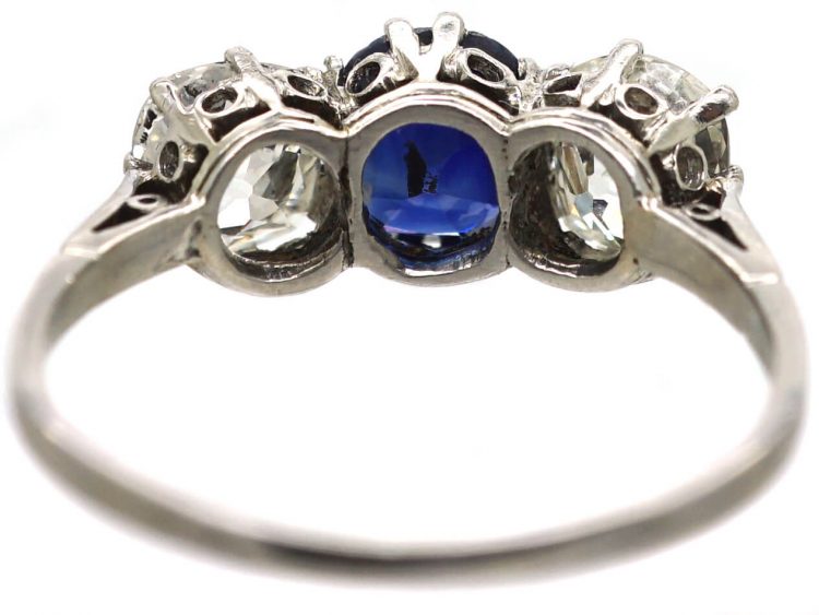Edwardian Platinum, Sapphire & Diamond Three Stone Ring