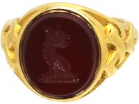 Victorian 18ct Gold Signet Ring with Intaglio of a Griffin