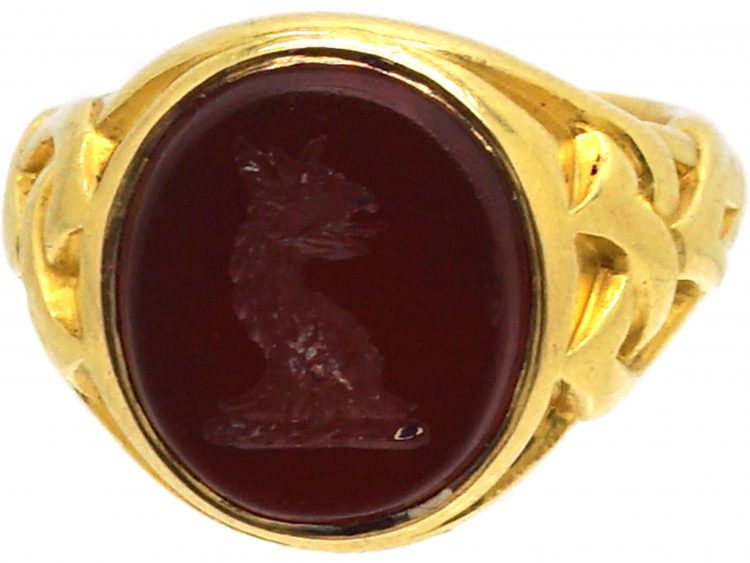 Victorian 18ct Gold Signet Ring with Intaglio of a Griffin