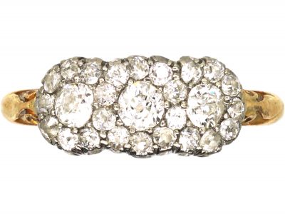 Edwardian 18ct Gold & Diamond Triple Cluster Ring