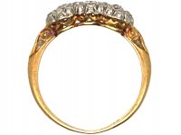 Edwardian 18ct Gold & Diamond Triple Cluster Ring
