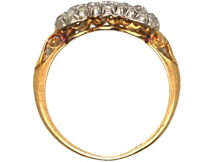 Edwardian 18ct Gold & Diamond Triple Cluster Ring