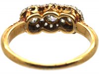 Edwardian 18ct Gold & Diamond Triple Cluster Ring