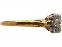 Edwardian 18ct Gold & Diamond Triple Cluster Ring