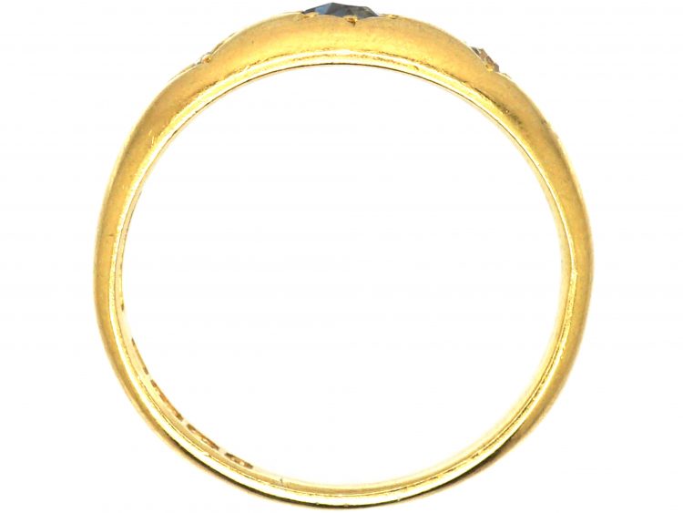 Victorian 18ct Gold Gypsy Ring set with a Sapphire & Diamonds