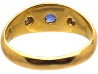Victorian 18ct Gold Gypsy Ring set with a Sapphire & Diamonds