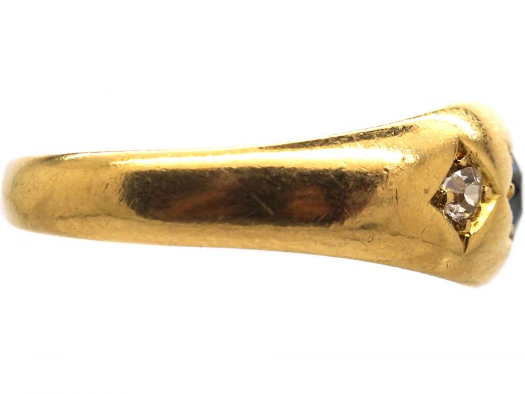 Victorian 18ct Gold Gypsy Ring set with a Sapphire & Diamonds